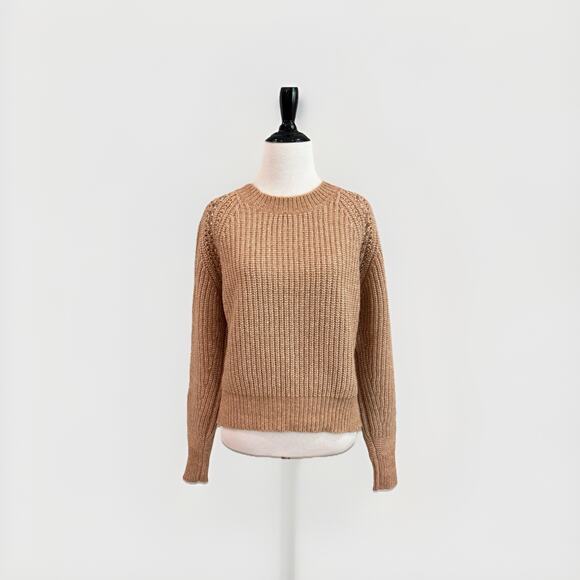 SEE BY CHLOE Wool Ribbed Sweater Women's Size Large Chunky Knit Tan Pullover - Picture 1 of 13